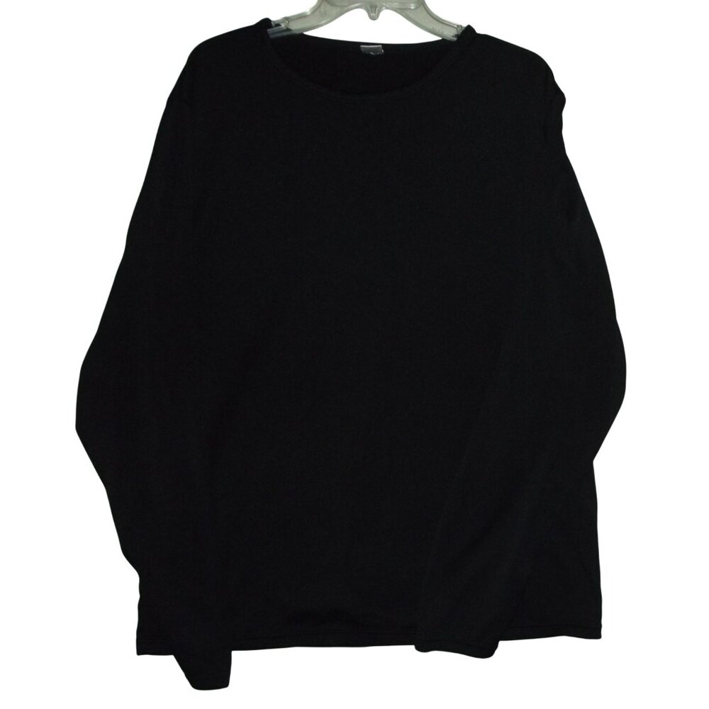 Pajama Top Womens Plus XXL Black long sleeve crew neck lounge fleece polyester